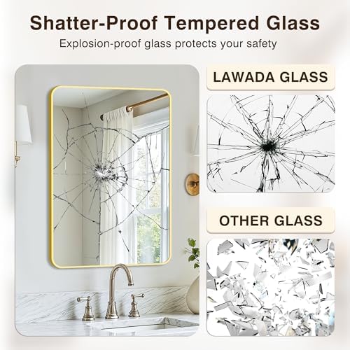 Vanity Bathroom Mirror, 30”x20” Gold Bathroom Mirror - Image 6