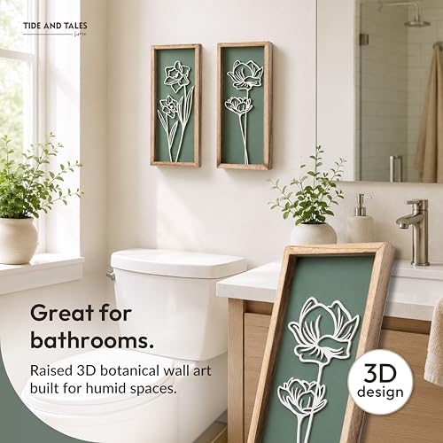 Tide and Tales Floral 3D Green Wall Art, Botanical Wall Decor - Image 4