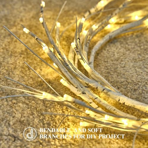 White Birch Garland with Lights 6ft 72LED - Image 3