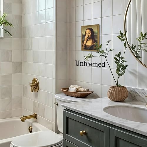 XYHYRA Vintage Mona Lisa Bathroom Wall Art, Funny Mona Lisa Pinching Nose Wall - Image 6