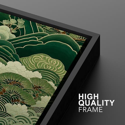 MUDECOR Framed Canvas Print Wall Art Japanese Forest Landscape Green Waves and - Image 6