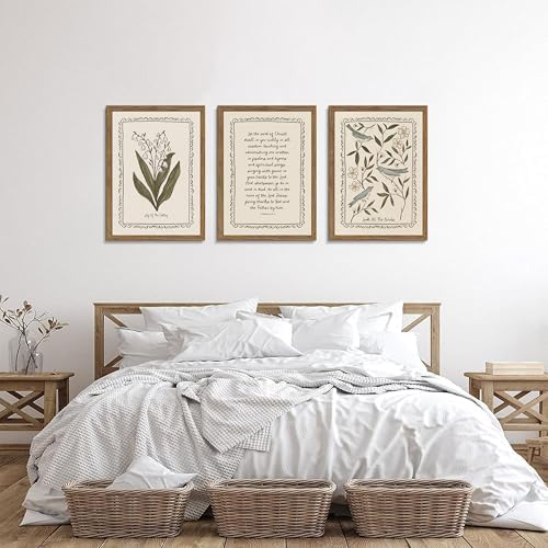 Framed Vintage Botanical Wall Art Set of 3, Lily of the Valley and Bird Nature - Image 6