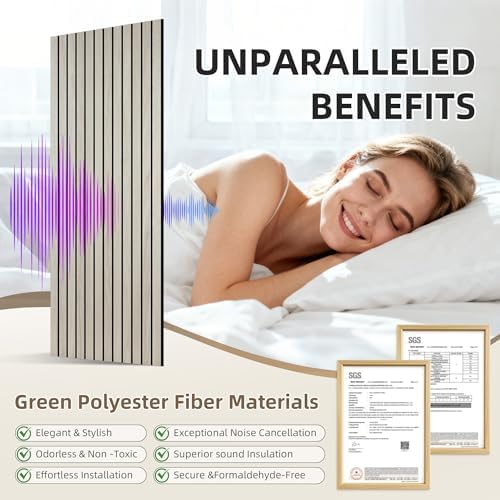 TO-TH Soundproof Wall Panels Wood Grain Acoustic Panel 10 Pack, Natural Oak - Image 3