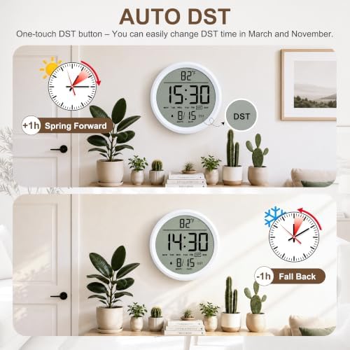 8" Round Digital Wall Clock Battery-Operated, Large Display Clock - Image 5