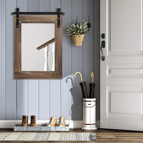 AAZZKANG Rustic Wood Mirror Rectangle Decorative Wall Mirror Large 26"x18" - Image 7