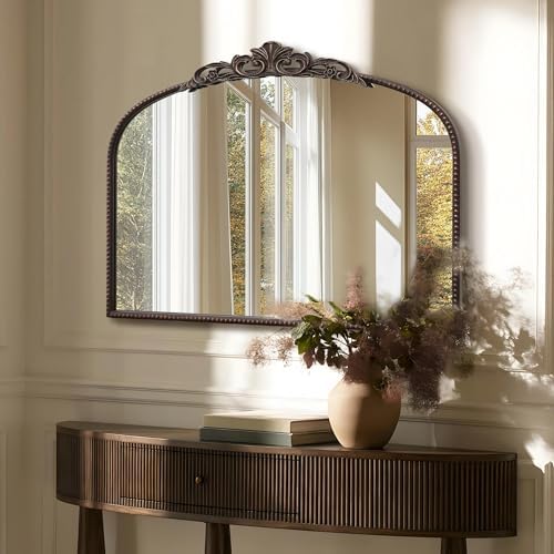 Micasso Vintage Bronze Arched Mirror: 32"x24" Baroque Antique Vanity Mirror by Micasso