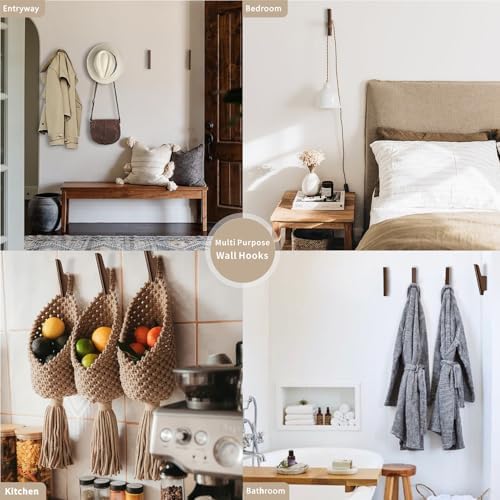 Wood Wall Hooks 4 Pack Coat Hooks Wall Mount, Towel Hooks - Image 7