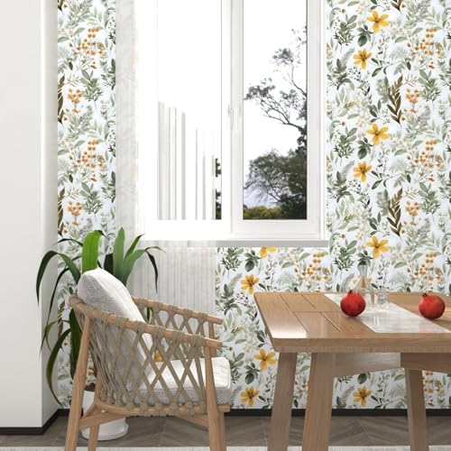 Laatse Vintage Green Yellow Floral Botanical Wallpaper 17.5"x118" - Image 3