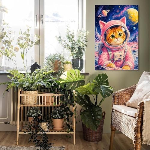 Cosmic Astronaut Cat Poster Space Galaxy Cat Canvas Wall Art - Image 5