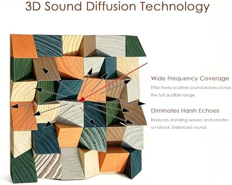 Geometric 3D Wood Wall Art Decor, 11.8"x11.8" Natural Solid Wood Mosaic Wall - Image 4