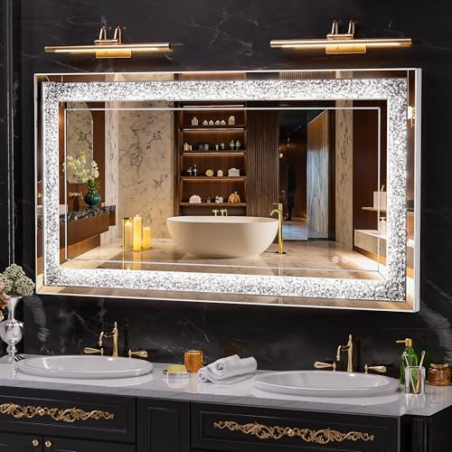 47" x 26" LED Diamond Wall Mirror, Dim & Anti-Fog by WinniceMirrors