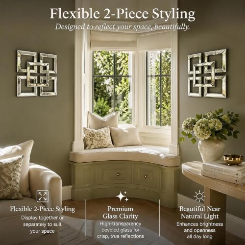 Square Decorative Wall Mirror 12 x 12 Inch, Modern Wall Mounted Accent Mirror - Image 7
