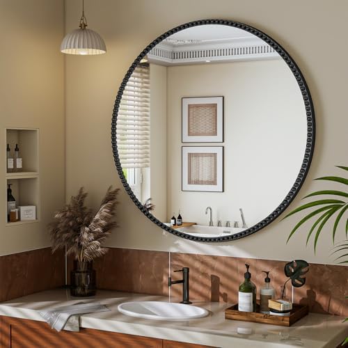 Vintage Round Mirror, 36 Inch Wall-Mounted - Image 6