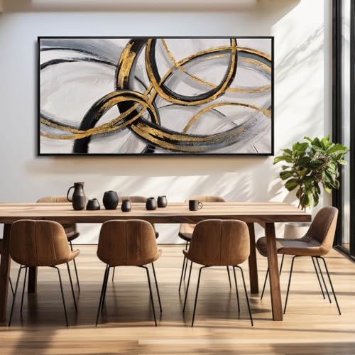 Large Framed Canvas Wall Art Gold Foil Prints Art Abstract Wall Pictures - Image 5