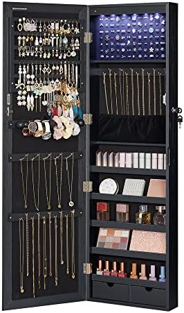 SONGMICS 6 LEDs Mirror Jewelry Cabinet, 47.2-Inch Tall by SONGMICSbySONGMICSHOME
