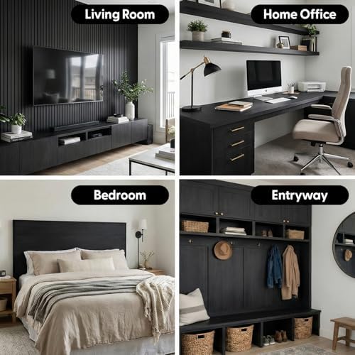 Matte Black Wood Grain Contact Paper 17.3" x 118" Thick Vinyl Removable Peel - Image 7