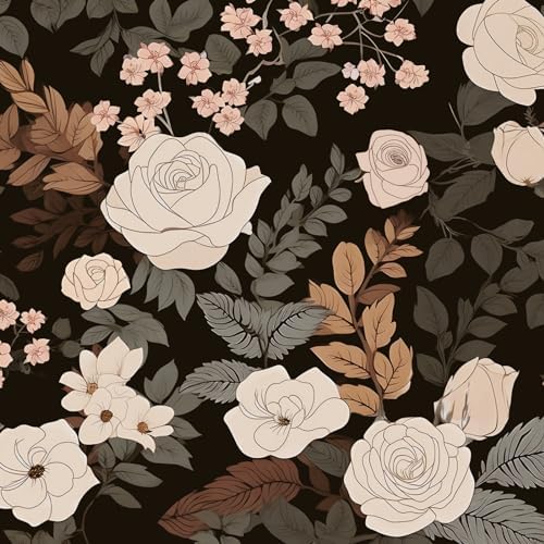 Brown Vintage Floral Peel and Stick Wallpaper 17.5" x 118" by XRUIBZI
