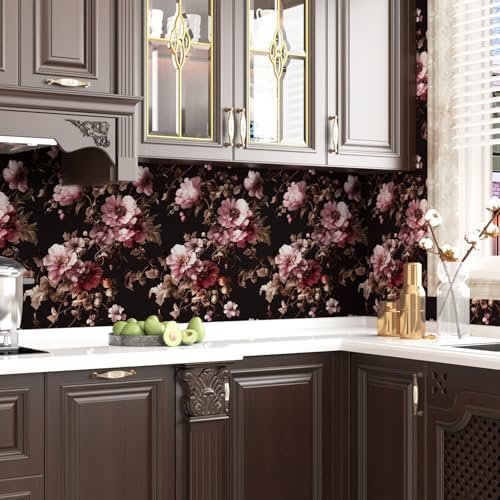 Laatse Dark Floral Brown Wallpaper Peel and Stick17.5 × 393" - Image 6