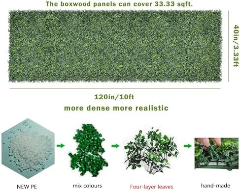Bybeton 40"x120" Ivy Privacy Fence Screen Odorless Boxwood Hedge - Image 2