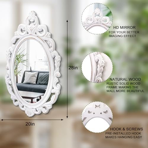 White Oval Mirrors with Frame White Vintage Wall MirrorArendahl Traditional - Image 2