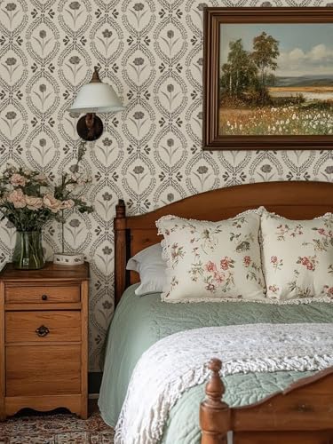 Orainege Vintage Wallpaper Peel and Stick Brown Floral Wallpaper - Image 4