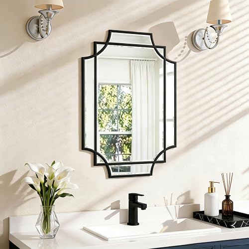 20x28 Inch Bathroom Mirrors for Over Sink, Framed Mirrors for Wall Black by JACUKO