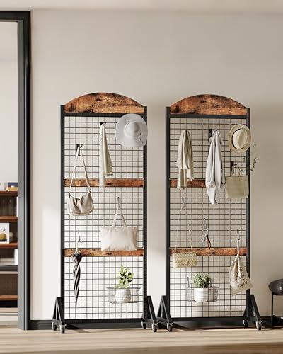 CHOEZON Grid Wall Panel 5.7' x 2' FT Grid Display Rack, 2 Pack Movable Gridwall - Image 5