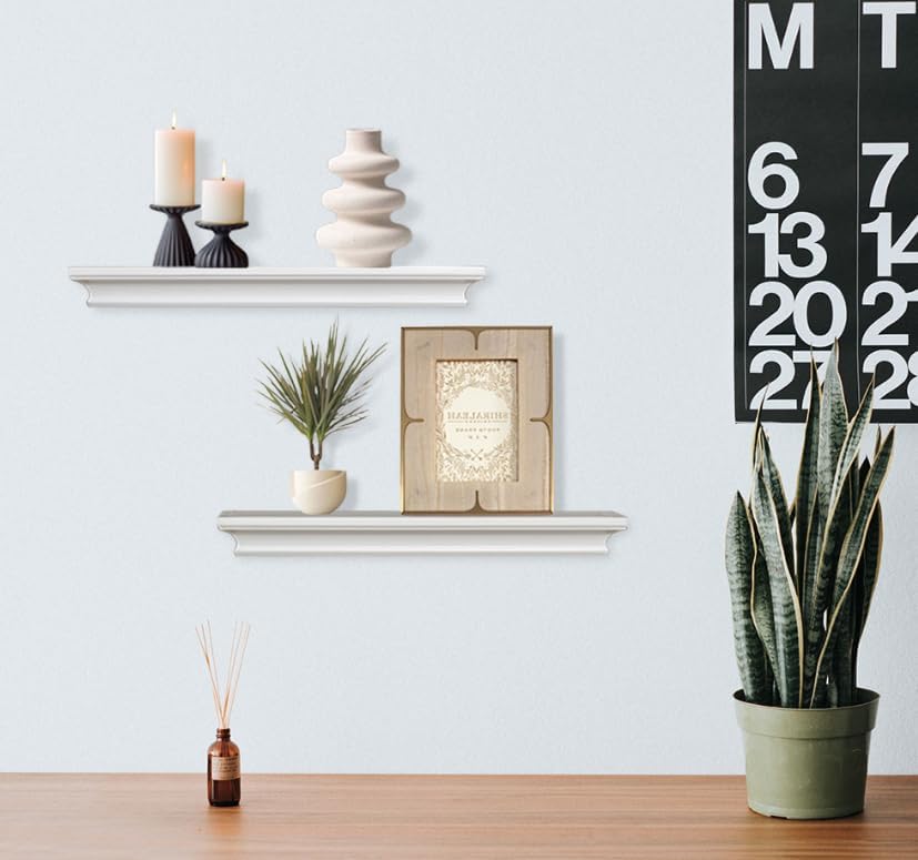 AHDECOR Modern White Floating Shelves, Sleek Wall Mounted Storage Solution - Image 6