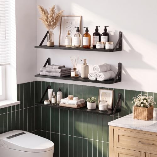 Black Wall Shelves 6" Deep, 24x6 Set of 2 - Image 2
