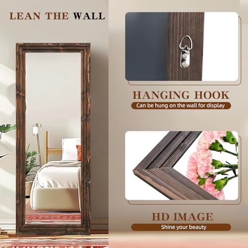 58x22in Full Length Mirror, 3-Tier Stepped Solid Wood Frame - Image 3