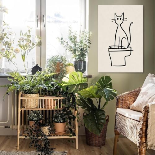 Cat Poster Minimalist Cat Sitting Line Drawing Canvas Wall Art - Image 5
