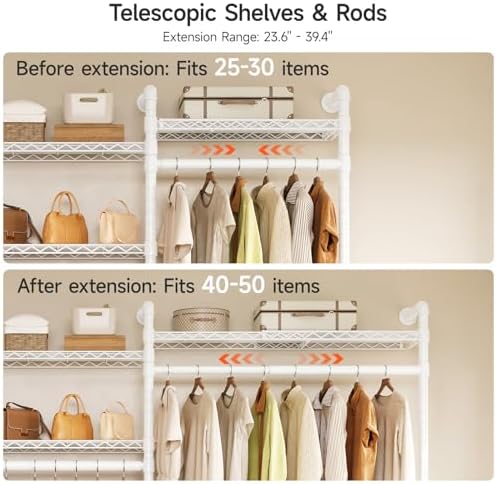 ONBRILL H3 Plus Expandable Wall Mounted Closet System Clothes Rack White - Image 3