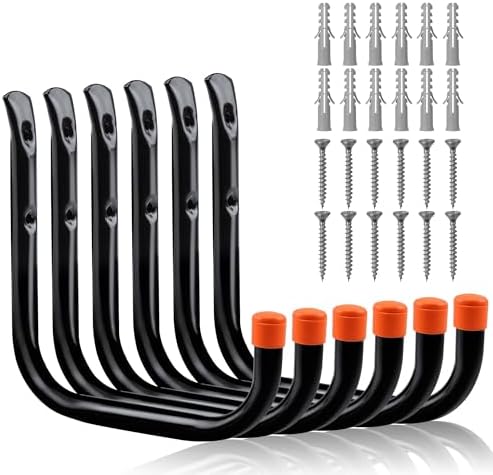 HORUSDY 6 Pack 8 Inch Heavy Duty Garage Hooks, Wall Mount Storage Hangers by HORUSDY