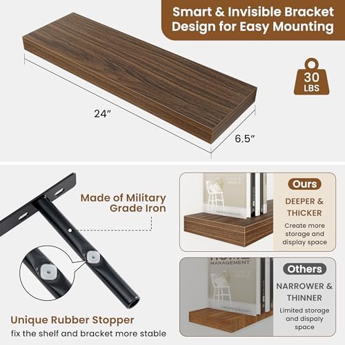 Floating Shelves for Wall, Wall Mounted Wood Shelves - Image 3