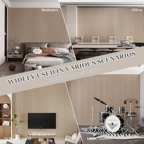4 Pack 105.9" x 12.6" x 0.8" Acoustic Wall Panels Sound Absorbing, Wood Slat - Image 4
