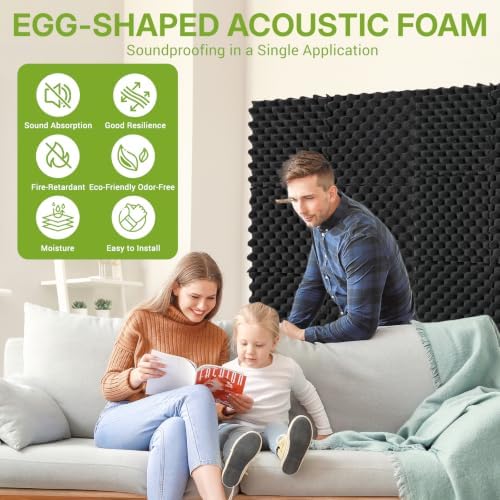 6 Pack Acoustic Foam Panels 12“ × 12” × 2" Egg Pattern Acoustic Wall Panels - Image 5