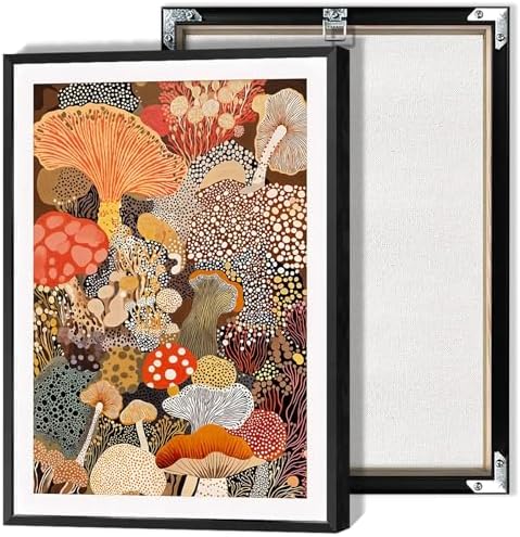Abstract Mushroom Poster Vintage Japanese Fungi Canvas Wall Art Modern by Unknown
