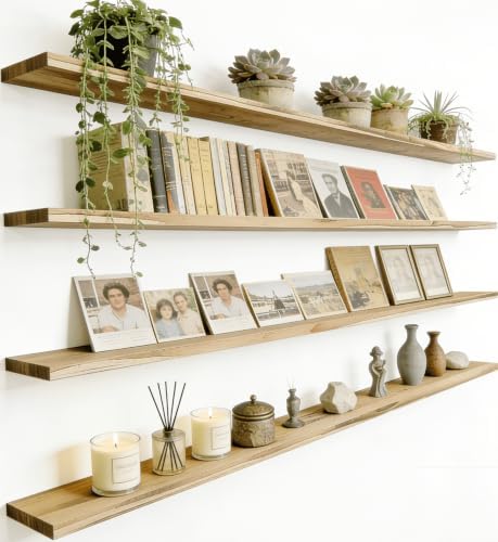 Light Wood Floating Shelves for Wall Shelf 48 Inch Set of 4 by Unknown