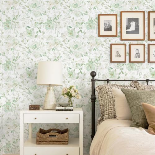 Ismoon Green Floral Peel Stick Wallpaper Boho Stick on Wallpaper - Image 3