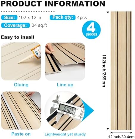Art3d 104 x 12 in Wood Grain Wainscoting Wall Panel, Natural Oak - Image 5