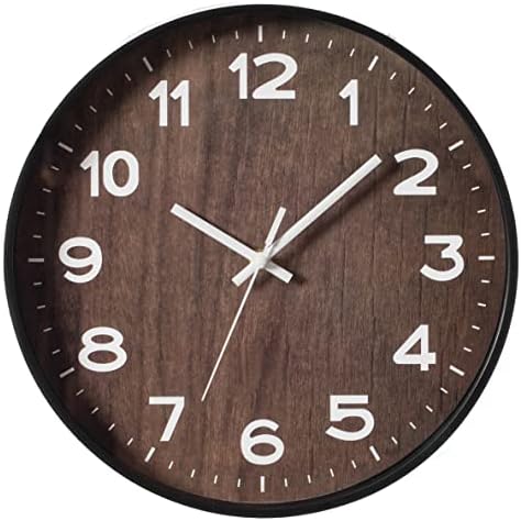 Clockswise Bulk Set of 20 PC 12" Modern Round Wood- Looking Plastic Wall Clock by Clockswise