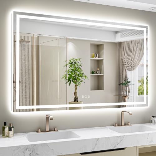 66x48 LED Bathroom Mirror with Lights, Lighted Vanity Mirror by YEELAIT
