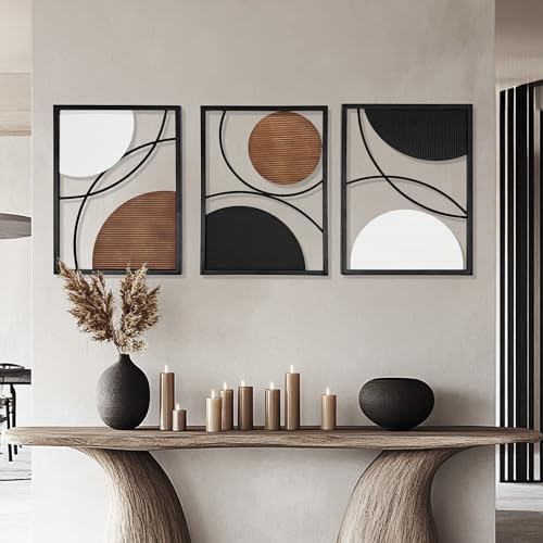 Oakrain 3 Pack Metal Wall Art, Abstract Minimalist Modern Wall Decor - Image 5