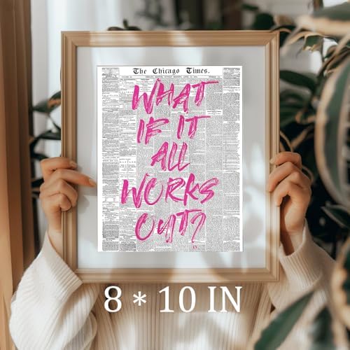 uniro What If It All Works Out Newspaper Print Vintage Trendy Wall Art Cute - Image 3