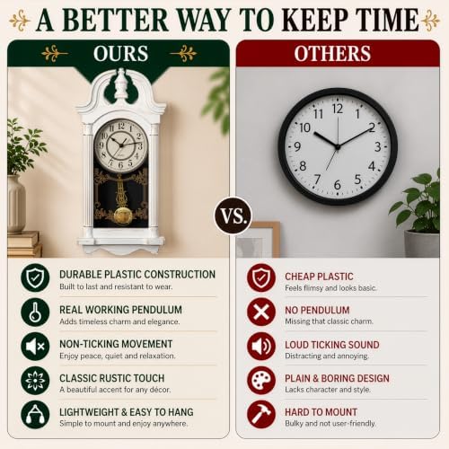 Clockswise Vintage Grandfather-Style Wall Clock - Image 4
