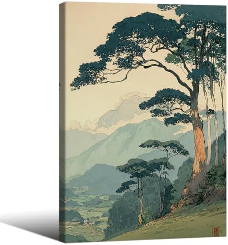 Vintage Japanese Forest Canvas Wall Art Tranquil Mountain Landscape Posters by Unknown