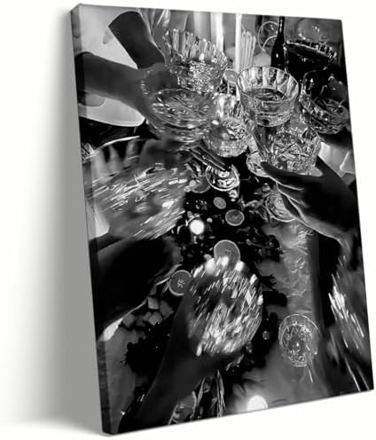 Poster Black and White Wall Art Champagne Art Vintage Bar Print Canvas Poster by Unknown