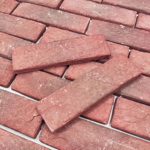 20 Pcs Red Thin Wall Brick Veneers, 2.4" x 7.9" - Image 3