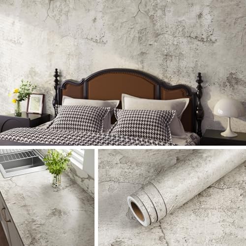 Livelynine Concrete Look Wallpaper Peel and Stick Bathroom Wallpaper Self by Livelynine