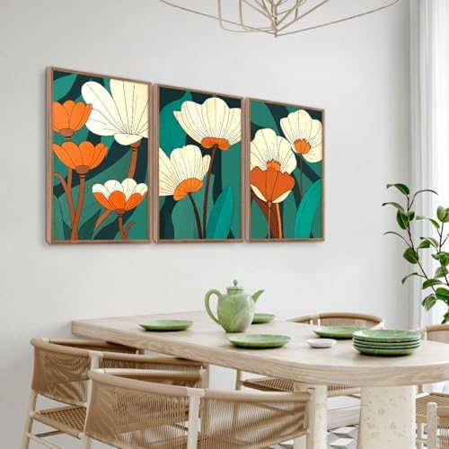CHDITB Modern Floral Framed Canvas Wall Art Set, Nature Flowers Wall Decor - Image 4